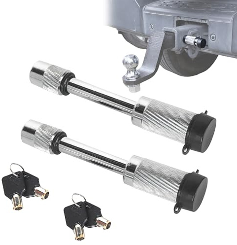 BONJUME Lot de 2 Cadenas de Remorque 5/8, Antivol Verrouillage de Boule Antibasculement Sécurité pour Caravanes Remorques Camions et Bateaux Acier Alliage Résistant Utilisation Facile