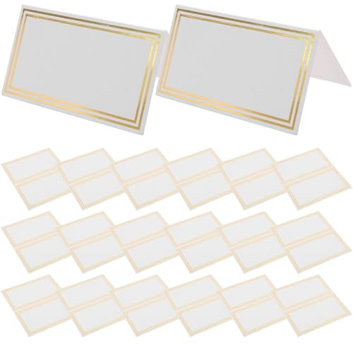 UKCOCO 50 Pezzi Segnaposto Matrimonio in Cartoncino Vuoto con Lamina D’oro a Doppia Cornice, Cartellini Decorativi per Posti a Sedere per Banchetto, Feste di Compleanno e Ricevimenti