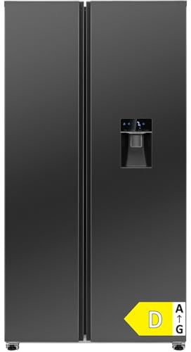 Bomann® Side by Side Kühlschrank | Wasserspender mit Tank | Energieklasse D | 177cm | NoFrost | 5 Jahre Kompressor-Garantie | Kühlschrank mit Gefrierfach | MultiAirflow-System | SBS 7367 dark inox