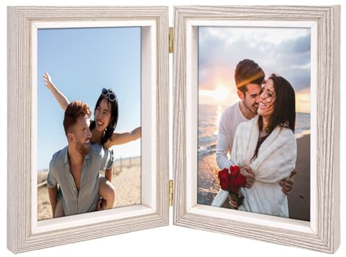 AetherAurora Marcos de Fotos Doble 10x15cm, Marcos De Fotos Multiples | Marco De Foto, para Retrato Varias Foto Marco,Decoración Hogareña,Día de la Madre Regalo,Boda, Gris