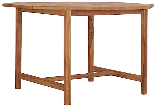 VIHHQGC Classic Teak Garden Table Teak Wood Garden Dining Table Durable Patio Furniture Solid Wood Outdoor Dining 110x110x75 cm with Water-Based Finish