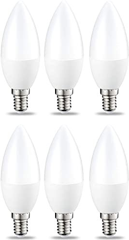 Amazon Basics E14 LED Lampe, Kerzenform, 5W (ersetzt 40W), klar, dimmbar, Warmweiß, 6Stück