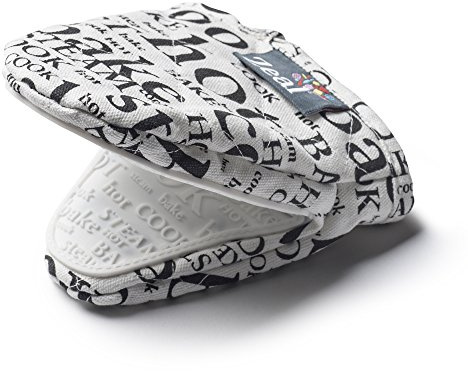 Zeal Silicone Pot Holder Mini Oven Mitt – Mitt for Air Fryer with Hot Print Design and Comfortable Quilted Cotton Inner – Heat and Water Resistant, White