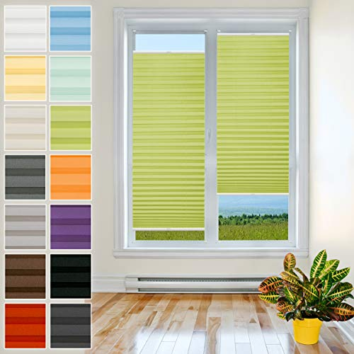 Plisart Premium Plissee Klemmfix Ohne Bohren, Grün 30x70cm, Sonnenschutz, Lichtdurchlässig, Easyfix Rollo Plissees für Fenster, Faltrollo, Jalousie zum Klemmen, Plisseerollo