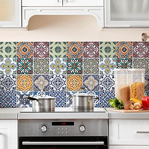 RE-COVERTILES Adesivi Piastrelle Cucina Bagno in PVC 12 Pz 20x20 cm PS00002 | Materiale PVC, Impermeabile, Antigraffio, Decorazione Parete, Peel and Stick, Made in Italy