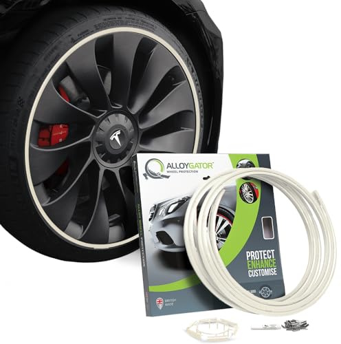 AlloyGator Protector de Llantas Blanco – Evita Arañazos y Rozaduras con Bordillos | para Llantas de hasta 19” | Compatible con Todos los Coches | Sin Adhesivo | 15 Colores Disponibles