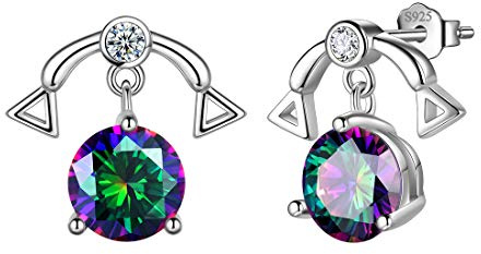 Aurora Tears Waage Ohrstecker 925 Sterling Silber 12 Sternzeichen Sternbild Horoskop mit mystischen Regenbogen Topas Schmuck für Frauen und Mädchen DE0245T