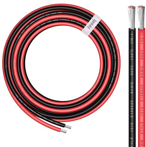 8,37mm2 Kabel, 8 AWG Kabel, iGreely 3m rot & 3m schwarz verzinntem Kupferdraht für Sonnenkollektor Audio Kraftfahrzeuge Anhänger Schifffahrt Kabelbaum Verkabelung