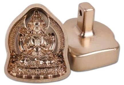 Gandhanra Auténticos Tibetanos TSA TSA Moldes- 13 Tipos de Mini Moldes para Estatuas de Buda en Arcilla, Moldes de Latón Hechos a Mano para Arte Sagrado DIY, Práctica Espiritual (Chenrezig)
