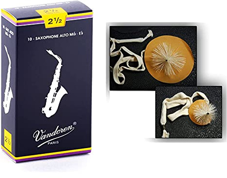 Vandoren SR2115 Altsaxophon-Blatt Strength 2.5 holz & soundman Durchziehwischer-Set für Saxophon - enthält: 1 Wischer für den Korpus + 1 Wischer für den S-Bogen