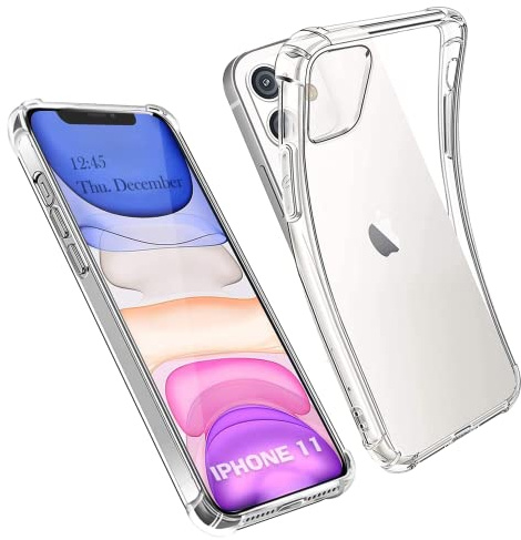 AUKASE Coque pour iPhone 11, Housse Etui en Transparent Silicone TPU Souple [Bumper avec Coins Renforcés], Protection Antichoc Claire Compatible avec Apple iPhone 11