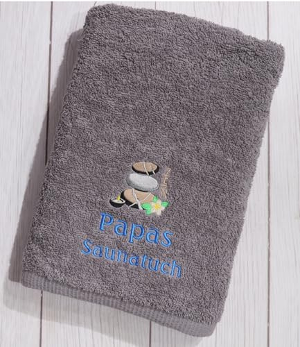 Generisch ★ Handtuch mit Namen und Motiv Bestickt ★ Duchtuch ★ Geschenk ★ Badetuch ★ 500 g/m2 ★ (70 x 140 cm, Grau)