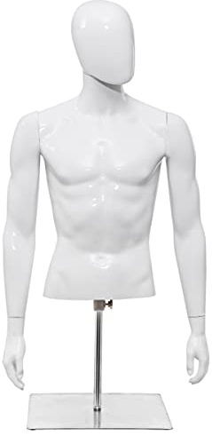 TANGZON Mannequin Torso, Height Adjustable Tailor's Dummy with Rotatable Head, Arms & Heavy Duty Iron Base Stand, Dress Form Display Manikin for Shop Window (Male)