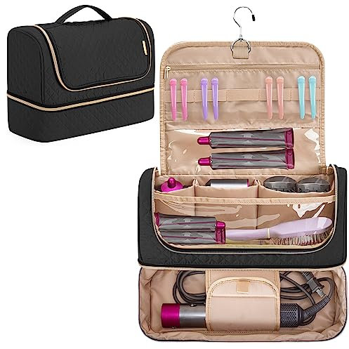 Yarwo Travel Case Compatible with Dyson Airwrap Styler Complete, Double Layers Portable Travel Organiser Bag for Airwrap Styler and Attachments, Black, Patent Pending