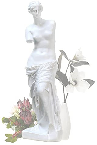 FIYSON 11 inch Classic Greek Venus de Milo Statue,Greek Roman Mythology Goddess Aphrodite Sculpture,Modern Marble Polyresin Figurine Ornament for Artist Collectibles Home Office Decor,White (S)