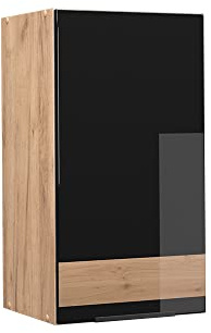 Vicco Hängeschrank Fame-Line, Schwarz-Eiche Hochglanz/Goldkraft Eiche, 40 cm