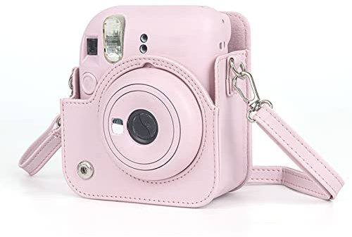 Mini 12 Fodral för Instant Camera, PU-Läder Skyddande Kameraväska Med Justerbar Axelrem, Portabel Case (Ljus Körsbärsrosa)