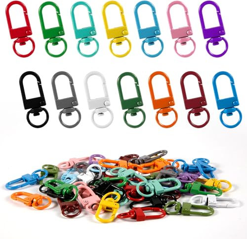 42uds Cierre de Pinza de Langosta de Metal, Coloridos Ganchos Giratorios Mosqueton de 360° Mosquetón Giratorio Llavero Gancho Giratorio para Bolsos Manualidades de Bricolaje (14 Colores)
