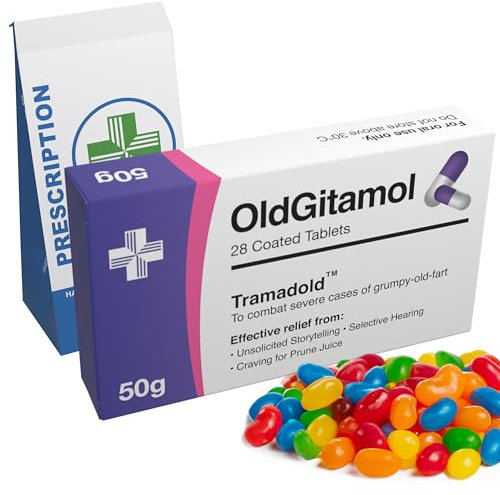 Joke Pill Box With Sweets - Funny Retirement Gifts for Men, 30th 40th 50th 60th 70th Birthday Gifts for Him - Secret Santa for Seniors, Dad, Father, Man, Christmas Xmas Stocking Filler for Boyfriend