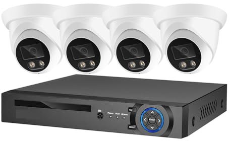 Sistema di telecamere di sicurezza per esterni, Di telecamere di sicurezza Kit NVR 8MP 4K POE Registrazione CCTV Set di telecamere IP di videosorveglianza for visione notturna a colori AI esterna Riso