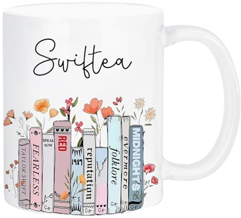 Sayudar Coffee Mug, Ceramic Music Lover Personalized Mug Comfortable to Hold Delicate Smooth Coffee Cup Daily use Office Cup with Cup Brush, Suitable for Coffee Juice Tea (White)
