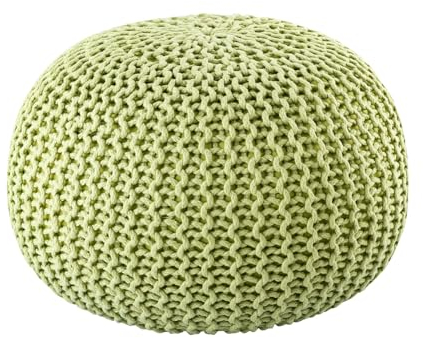 kreatives Wohnen Sitzpouf ø55cm Pouf Strickhocker Strickpouf Premium Innen Terrasse Pool Garten nachhaltig apfelgrün - Lettuce Green
