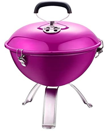 BBQ Grills Tragbarer Holzkohlegrill-Edelstahl-runder Außengrill BBQ-Grill-Emaille-Ofen Für Das Kochen Von Picknick Holzkohlegrill Picknickgrill (Color : Purple)
