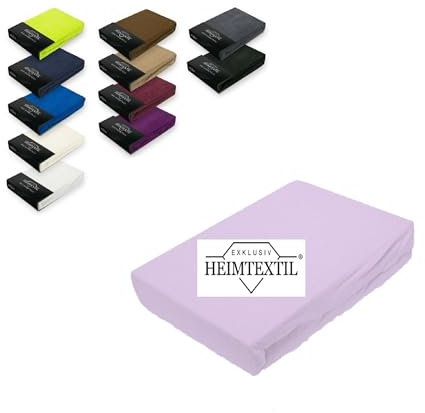 Exklusiv Heimtextil Sábana bajera de rizo, marca 200 x 220 cm, 80% algodón, 20% poliéster, certificado Öko – Tex, calidad de marca, altura del colchón hasta 35 cm, color lila