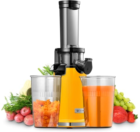 Mini Extractor de zumos y verduras AAOBOSI-exprimidor electrico con función de masticación inversa-licuadora prensado en frio con cepillo y 2 tazas- Exprimidor multifuncional-extractor de zumos.