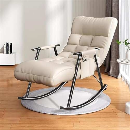 FIXARE Modern Zero Gravity Camping Rocking Chair,Indoor Bedroom Rocking Chair,Sofa Breathable Lounger,outdoor Garden Recliner with Armrests,ergonomic Chair,Off White