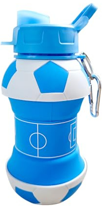 SENDUP Borraccia Calcio AZZURRI Squadra del Cuore, 550ml Pieghevole a 200ml, Senza BPA, Infrangibile, Lavabile Lavastoviglie, Tappo Vite, Materiale dal Silicio, Regalo Sportivo Ecologico