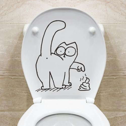 NKGWQ 30 x 30 cm, 3 Stück, Schwarze Katze, Selbstklebende Toilettendeckel-Aufkleber, lustige wasserdichte Toilettensitz-Aufkleber für Deckel, Badezimmer-Wandaufkleber