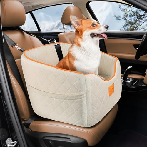 GL GLENSLAVE Hundesitz für kleine bis mittlere Hunde, Booster Hundesitz für Hunde bis zu 15 kg, Haustier Autositz, Reise Sicherheit Autositz mit waschbarem Bezug, Aufbewahrungstaschen