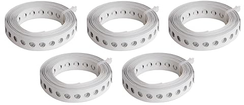 Alberts 848026 Lochband | mit oder ohne Abrollkasette | weiß kunststoffbeschichtet | Breite 12 mm | Länge 1,5 m | 5er Set