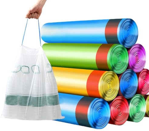 150 Stück reißfeste Müllsäcke | XXL Große Müllsäcke Extra Stabile Abfallsäcke | 10 Blau Schwarz Weiß Rollen | 120 L Fassungsvolumen | stabile Müllbeutel (Bunt, 150pc)