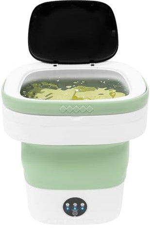 Mini Machine à Laver Portable avec Essorage Capacité 12L de Linge Mini Lave Linge Pliable pour Laver Vêtements de Bébé, Sous-vêtements Chaussettes pour Appartements, Dortoirs, Caravanes, Hôtels(Vert)