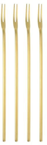 Sourcing Map 4-Piece Olive Fork Set, 8.6 Inch Long Handle Stainless Steel Cocktail Forks for Dessert, Fruit and Vegetable