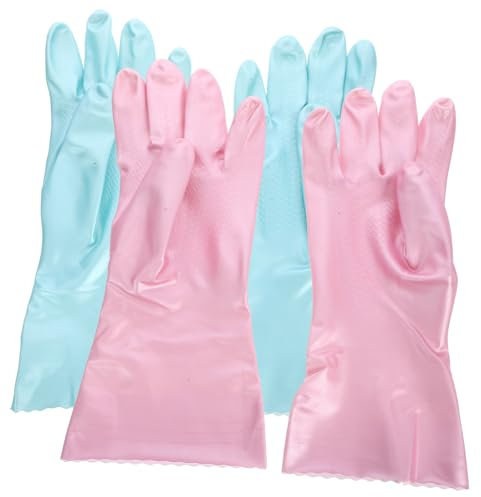 HAWILLOSCH 2paare Wiederverwendbare Gummihandschuhe Für Haushalt Und Küche Rutschfest Und Strapazierfähig Für Geschirrspülen Wäsche Und Reinigung
