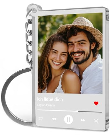 BEXOA Spotify Schlüsselanhänger Personalisiert mit Foto Bild im Musik Song Cover Design Wunschtext Namen Personalisierte Geschenke Für Freund Freundin (Song Cover)