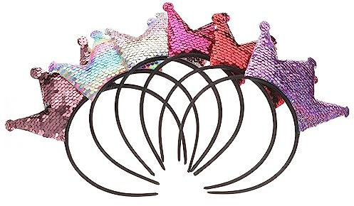 Ipetboom Set Di 6 Fasce Per Con Coroncina Per Compleanno Per Bambine Decorazioni Con Paillettes E Accessori Per Feste Per Bambini