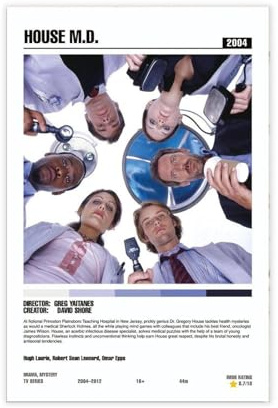 LIPOYE House M.D. 1 Filmplakat Leinwand Poster Dekoration für Schlafzimmer Büro Zimmer Geschenk 40x60cm