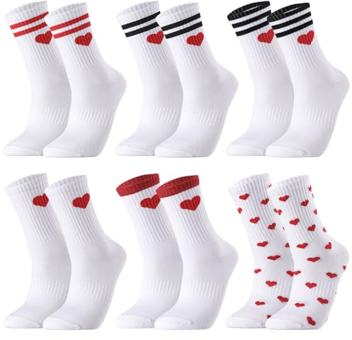 Utensilsto 6 Paar Damen Socken Herzsocken Damen Lustige Socken 38-42 | Baumwollsocken,Kuschelsocken,Stickerei,Herz Motiv,Lächeln Motiv,Sportsocken,Geschenk,für Frauen Sport und Alltag