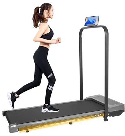 Under Desk Treadmill Foldable with Incline App Remote Control Bluetooth Speaker Holder Walking Running Pad Machine Adjustable Speeds LED Display for Home or Office (Grey)