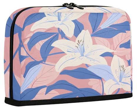 sanluoli Trousse à crayons de grande capacité - Robuste - Pour adolescents - Fournitures scolaires - Grande fleur de lys blanc et feuilles bleues