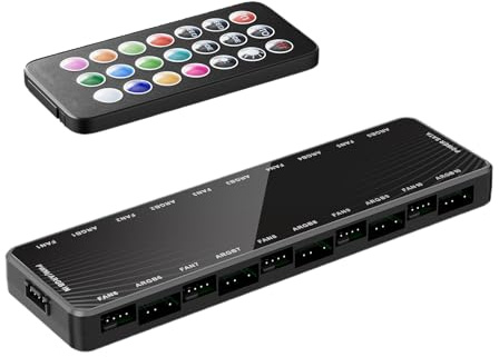ARGB PWM Fan Hub PWM Temp Controller Speed Ports RGB Adapter