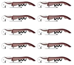 10 Sacacorchos de estilo clásico, Abridor de vino con doble impulso articulado, Incluye navaja cortacápsulas y abridor de tapones, Acero inoxidable. (Morado)