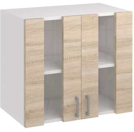 roe furniture Küchenhängeschrank G80 2DS1 – Küchenoberschrank mit 2 Türen & 2 Regalfächern – Wandschrank für Küche, 80×60×31,6 cm – Hängeschrank aus Holzwerkstoff, melaminbeschichtet, Wandmontage