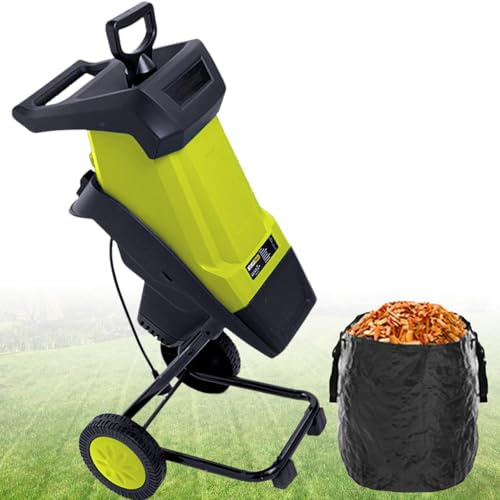 ZhlCrioxenic Cippatrice Elettrica per Trituratore da Giardino, capacità di Taglio Massima di 40 Mm, Trituratore per Trituratore di Foglie da 2400 W con Sacco di Raccolta da 50 Litri Yellow-A