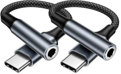 2Pack USB C till 3,5 mm jack, typ C-hörlursadapter Aux-kabel till USB C Phone-hörlursadapter Hane till honahörlursadapter för i-Phone 17 16 15 Samsung Galaxy Pixel, HUAWEI, Xiaom, iPad