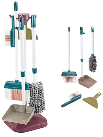 Jorzer Set per la Pulizia dei Bambini 5 Pezzi/Set Giochi di finzione Giocattoli per la Pulizia della casa Spazzatrice e Giocattolo per Paletta Giocattolo per Bambini Scopa per Spazzatura e Spazzola p